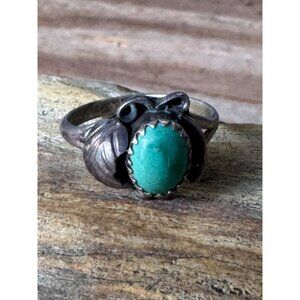 Vintage Native American Sterling Silver Turquoise Ring Size 6